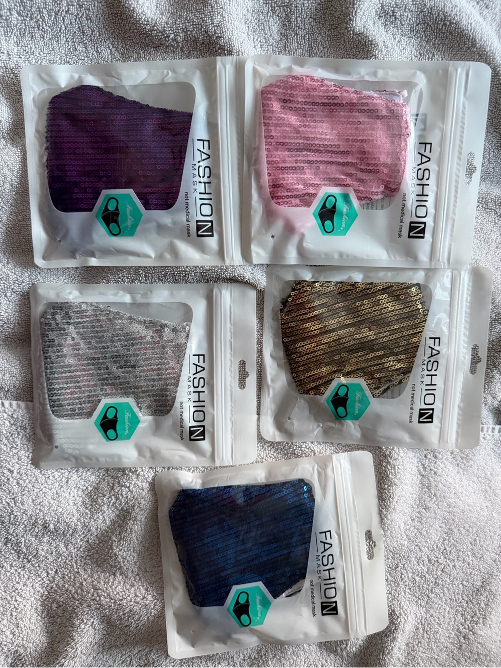 Sequin Face Mask — Pink, Purple, Gold, Silver, Navy